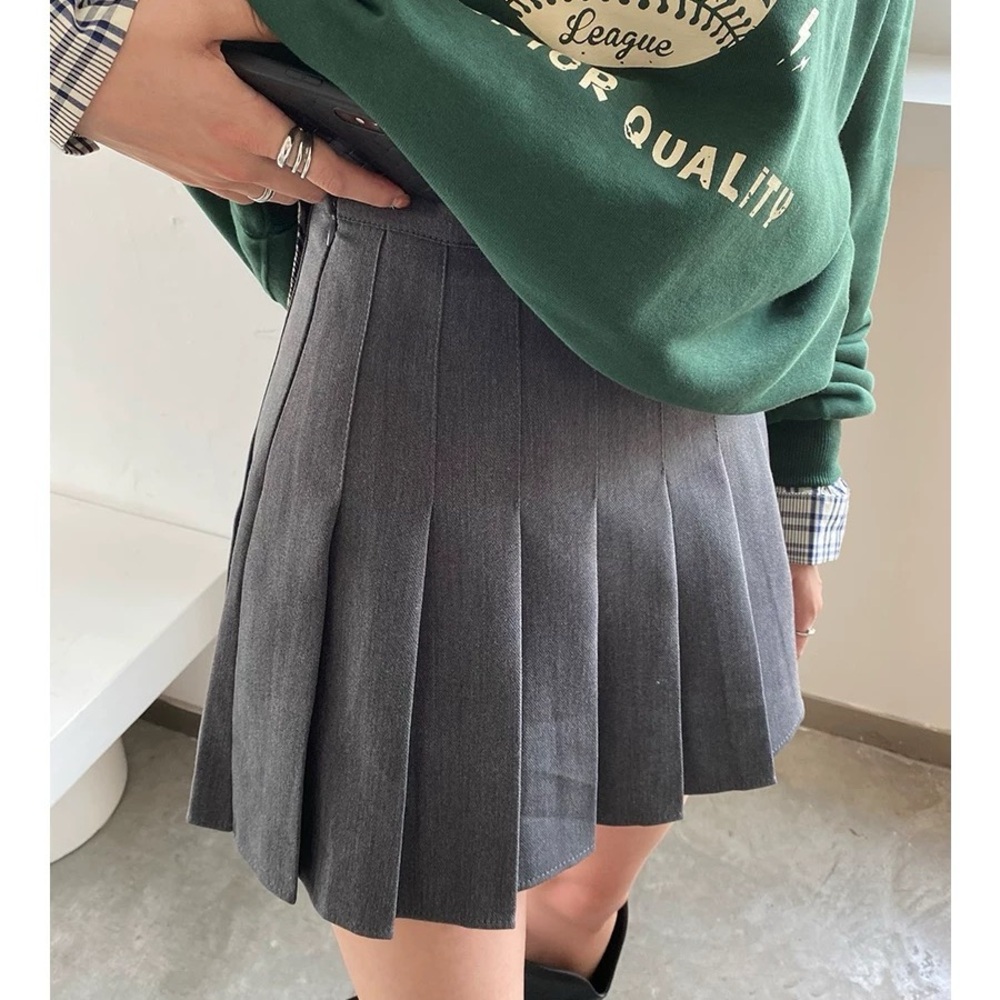 New- Gray Pleated Women's Skirt